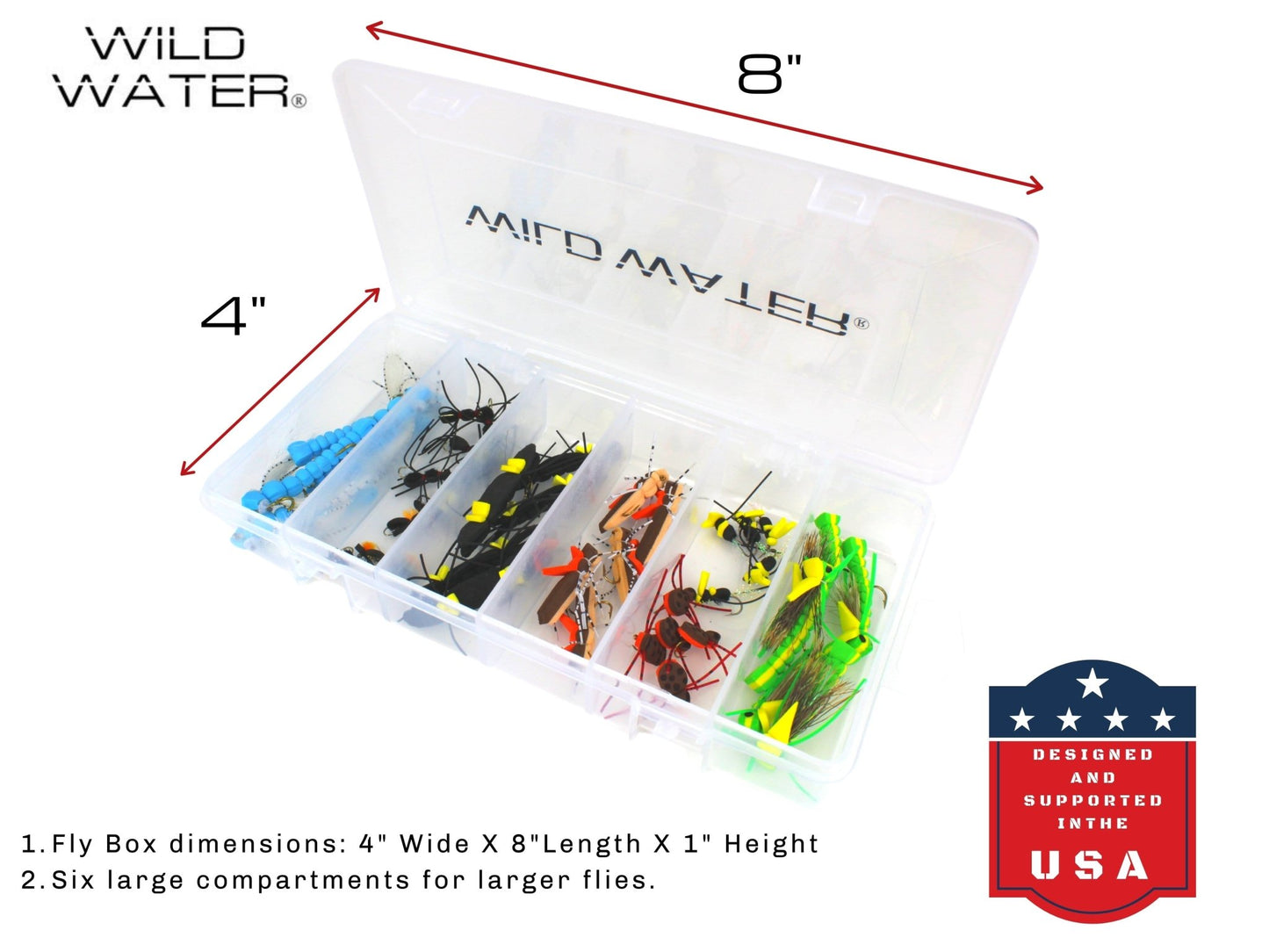 Wild Water Foam Fly Assortment, 40 Flies with Large 6 Section Fly Box - Angler's Pro Tackle & Outdoors