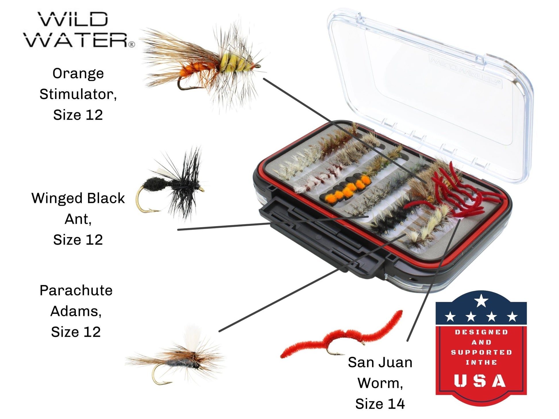 Wild Water Most Popular Flies Mega Assortment, 120 Flies with Large Fly Box - Angler's Pro Tackle & Outdoors