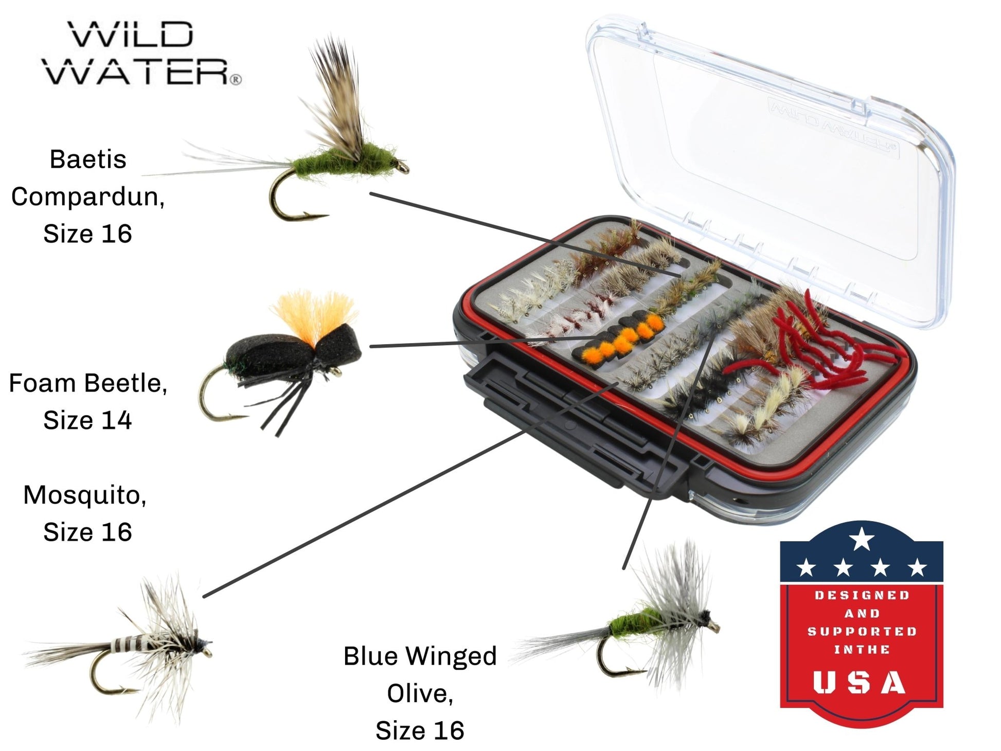 Wild Water Most Popular Flies Mega Assortment, 120 Flies with Large Fly Box - Angler's Pro Tackle & Outdoors