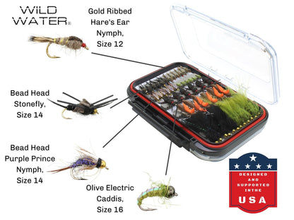 Wild Water Most Popular Flies Mega Assortment, 120 Flies with Large Fly Box - Angler's Pro Tackle & Outdoors