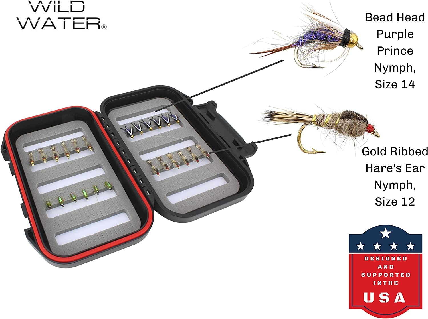 Wild Water Nymph Assortment, 24 Flies with Small Fly Box - Angler's Pro Tackle & Outdoors