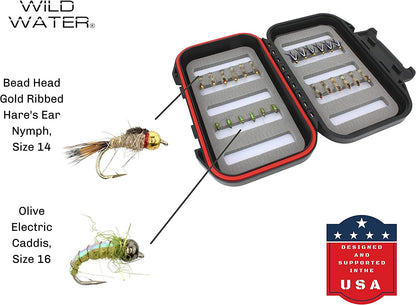 Wild Water Nymph Assortment, 24 Flies with Small Fly Box - Angler's Pro Tackle & Outdoors