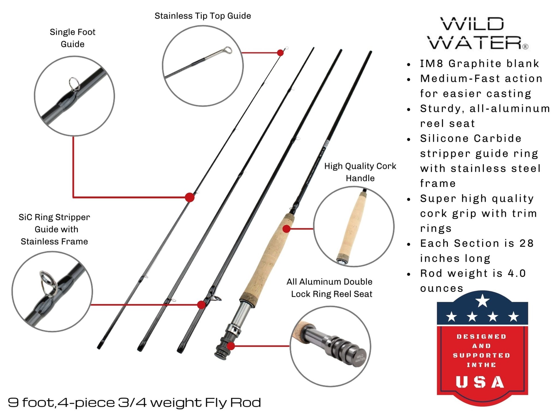 Wild Water Standard Fly Fishing Combo, 9 ft 3/4 wt Rod - Angler's Pro Tackle & Outdoors