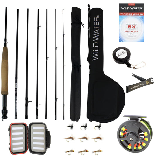 Wild Water Standard Fly Fishing Kit, 9 ft 5 wt 7 Piece Rod - Angler's Pro Tackle & Outdoors