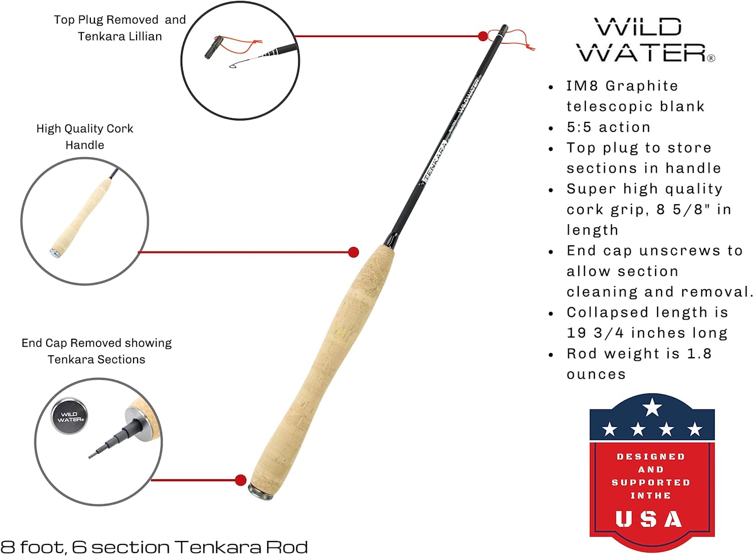 Wild Water Tenkara Fly Fishing Kit 8 ft Rod - Angler's Pro Tackle & Outdoors