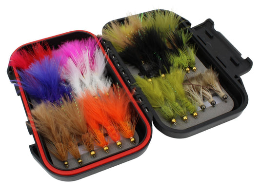 Wild Water Wooly Bugger Fly Assortment, 36 Flies with Small Fly Box - Angler's Pro Tackle & Outdoors