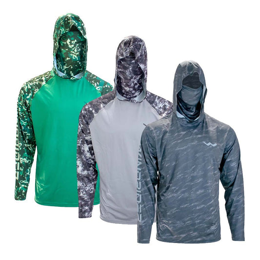 WindRider - Atoll Hooded Shirt with Black Ice - Grey Americana - Green Americana - Angler's Pro Tackle & Outdoors