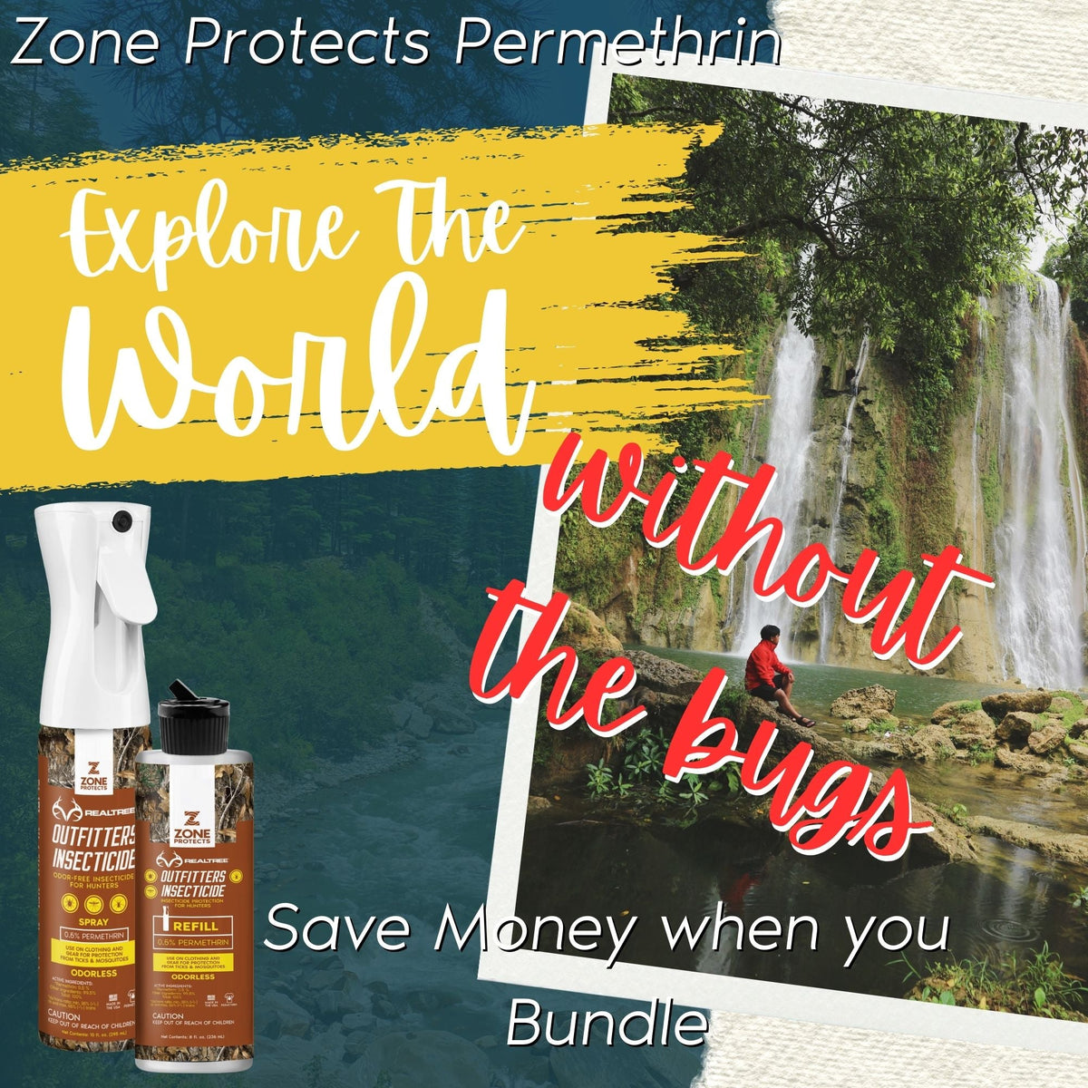 Zone Protects Permethrin Insecticide; Realtree Outfitter's Permethrin Spray Bundle, Mistosol + Refill