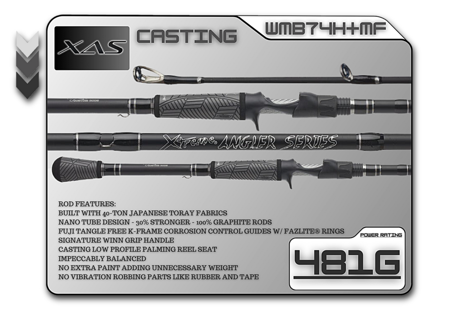 Fish Xtreme Rods WMB74H+MF 7'4" Heavy-Plus Mod-Fast