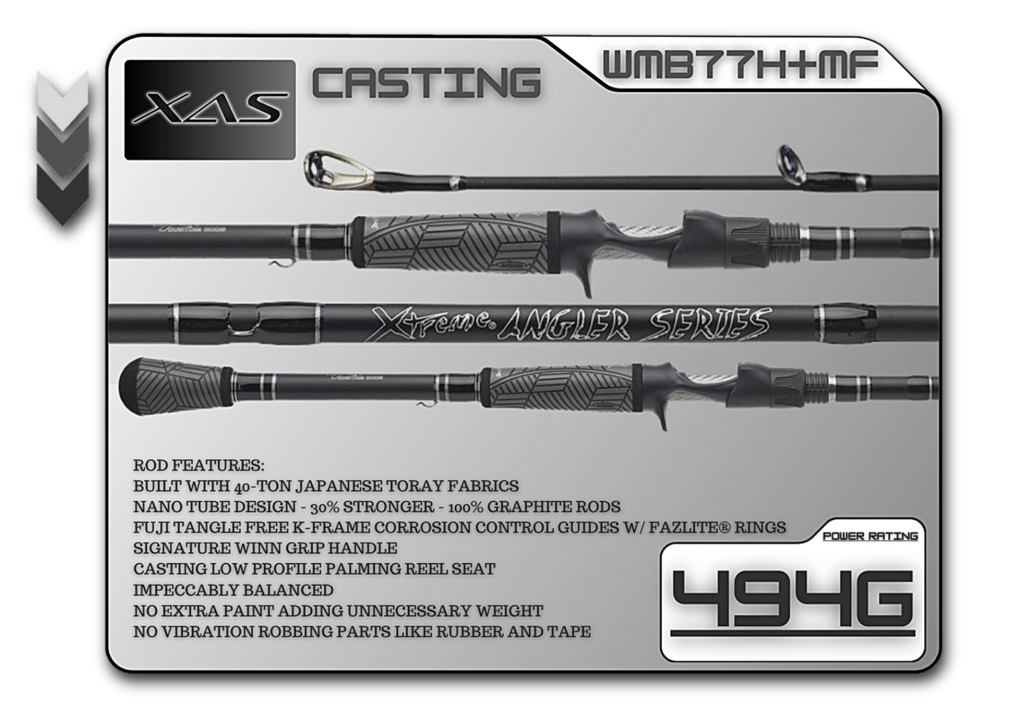 Fish Xtreme Rods WMB77H+MF 7'7" Heavy Plus Mod- Fast
