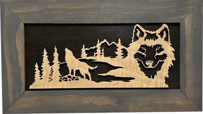 Bellewood Designs - Wall-Mounted Gun Cabinet Wolf Scenery Wall Decoration - Gun Safe To Securely Store Your Gun In Plain Sight