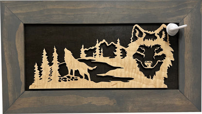 Bellewood Designs - Wall-Mounted Gun Cabinet Wolf Scenery Wall Decoration - Gun Safe To Securely Store Your Gun In Plain Sight