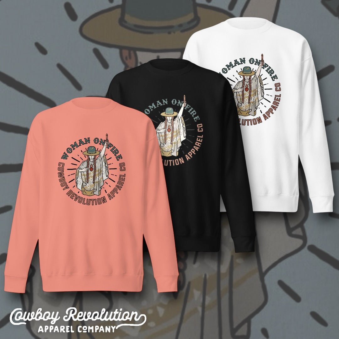 "Woman On Fire" Cowboy Revolution Unisex Premium Sweatshirt - Angler's Pro Tackle & Outdoors