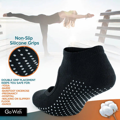 GoWith Women's Non Slip No Show Grip Socks for Yoga & Pilates