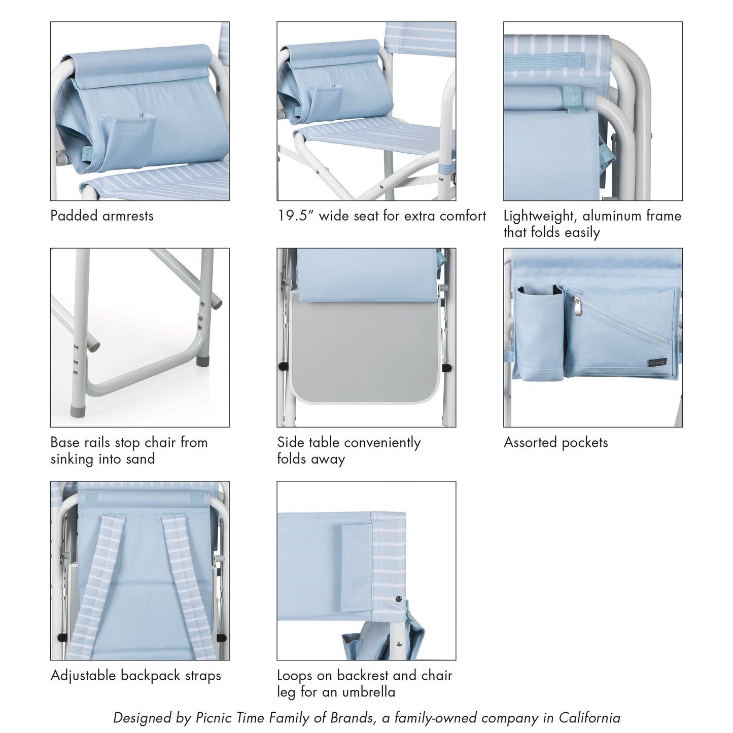 Picnic Time Outdoor Directors Folding Chair