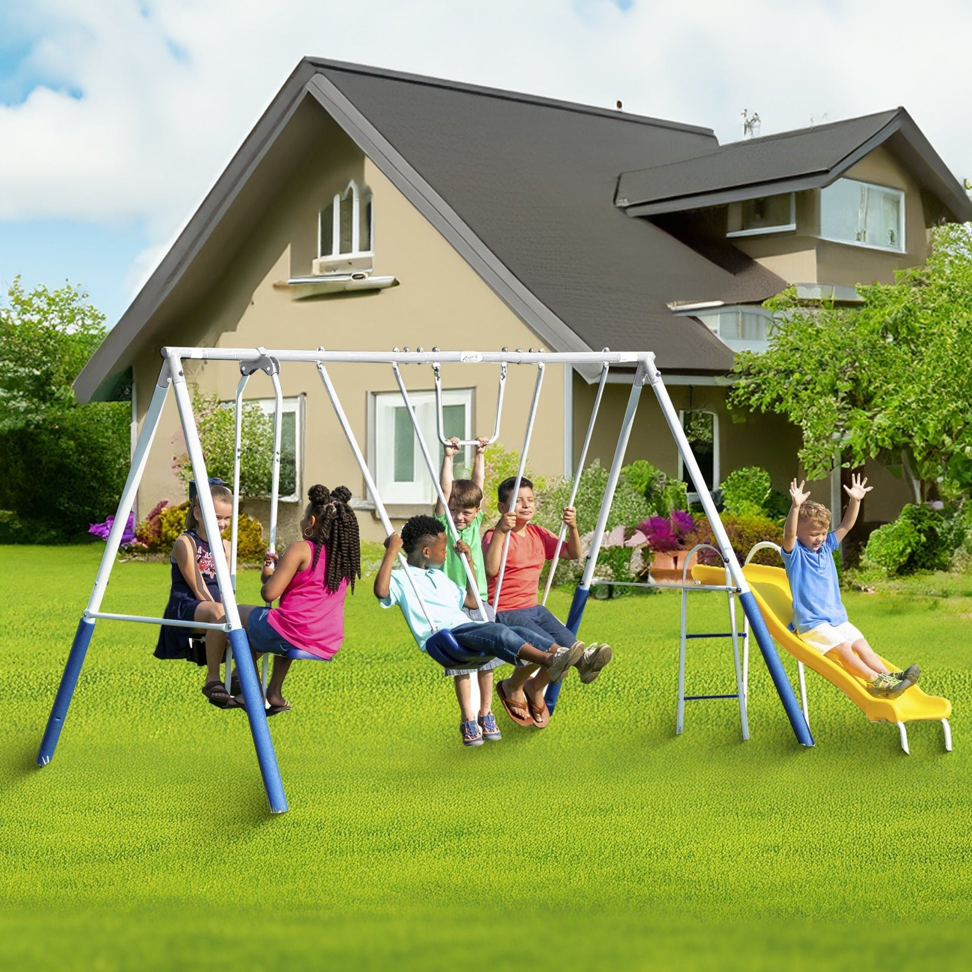 XDP Recreation Blue Ridge Play Outdoor Swing Set with Glider, 2 Swings & Slide - Angler's Pro Tackle & Outdoors