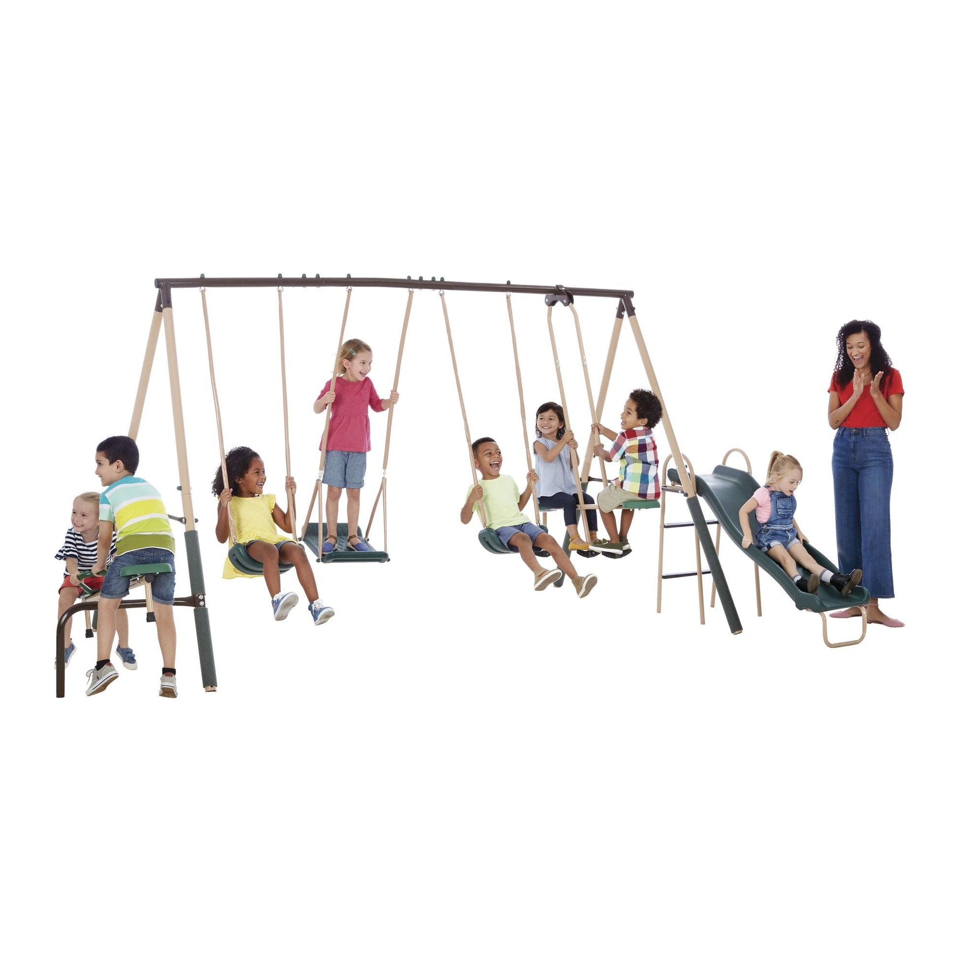 XDP Recreation Crestview Outdoor Swing Set w/ Slide, Glider, 3 Swings, & See Saw - Angler's Pro Tackle & Outdoors