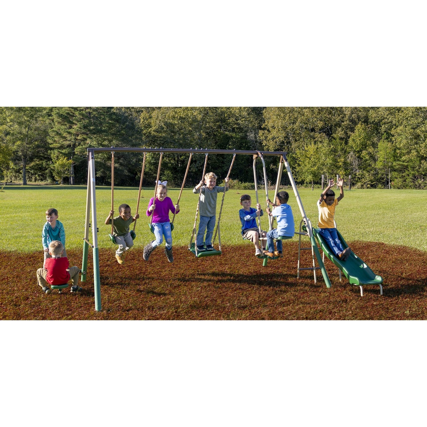 XDP Recreation Crestview Outdoor Swing Set w/ Slide, Glider, 3 Swings, & See Saw - Angler's Pro Tackle & Outdoors