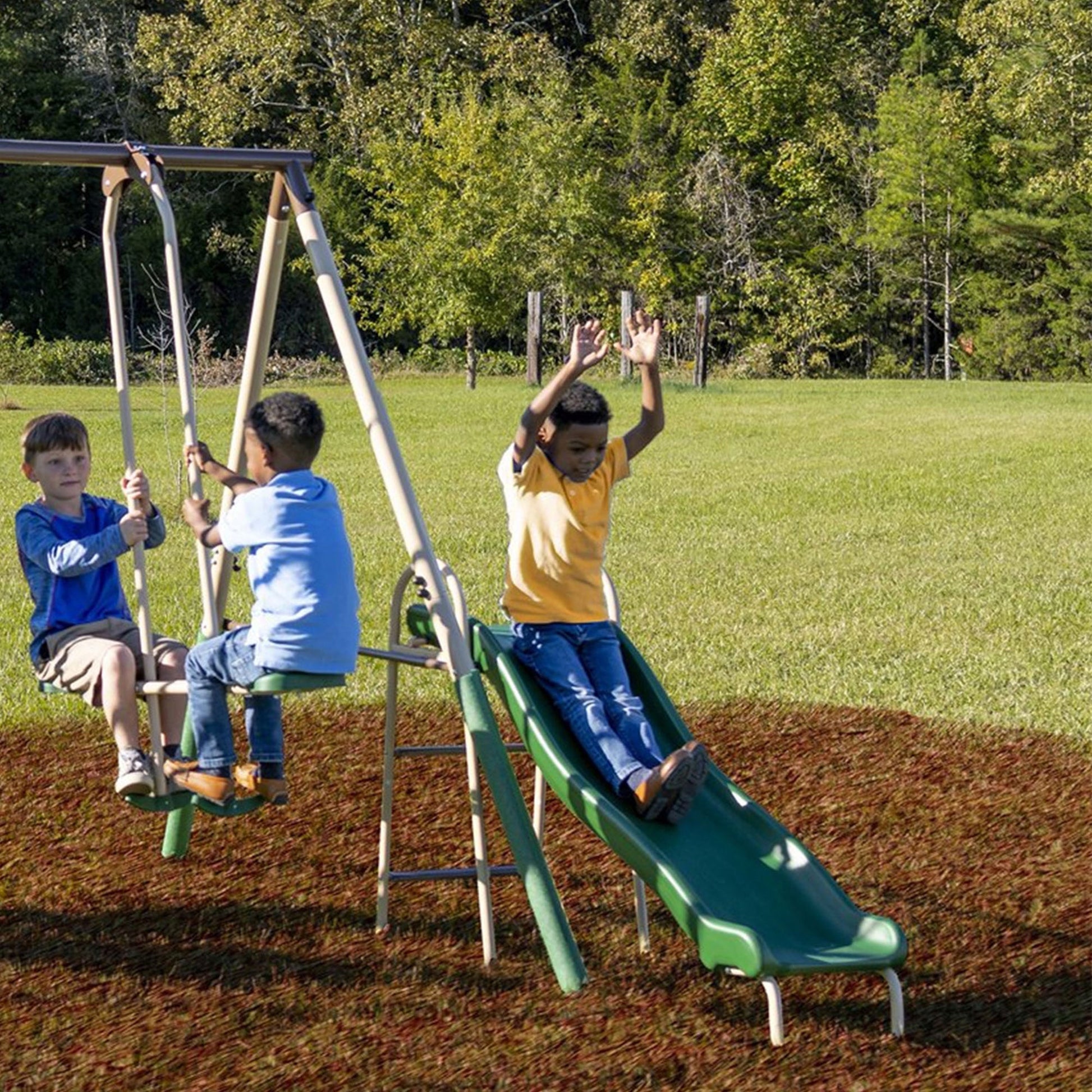 XDP Recreation Crestview Outdoor Swing Set w/ Slide, Glider, 3 Swings, & See Saw - Angler's Pro Tackle & Outdoors