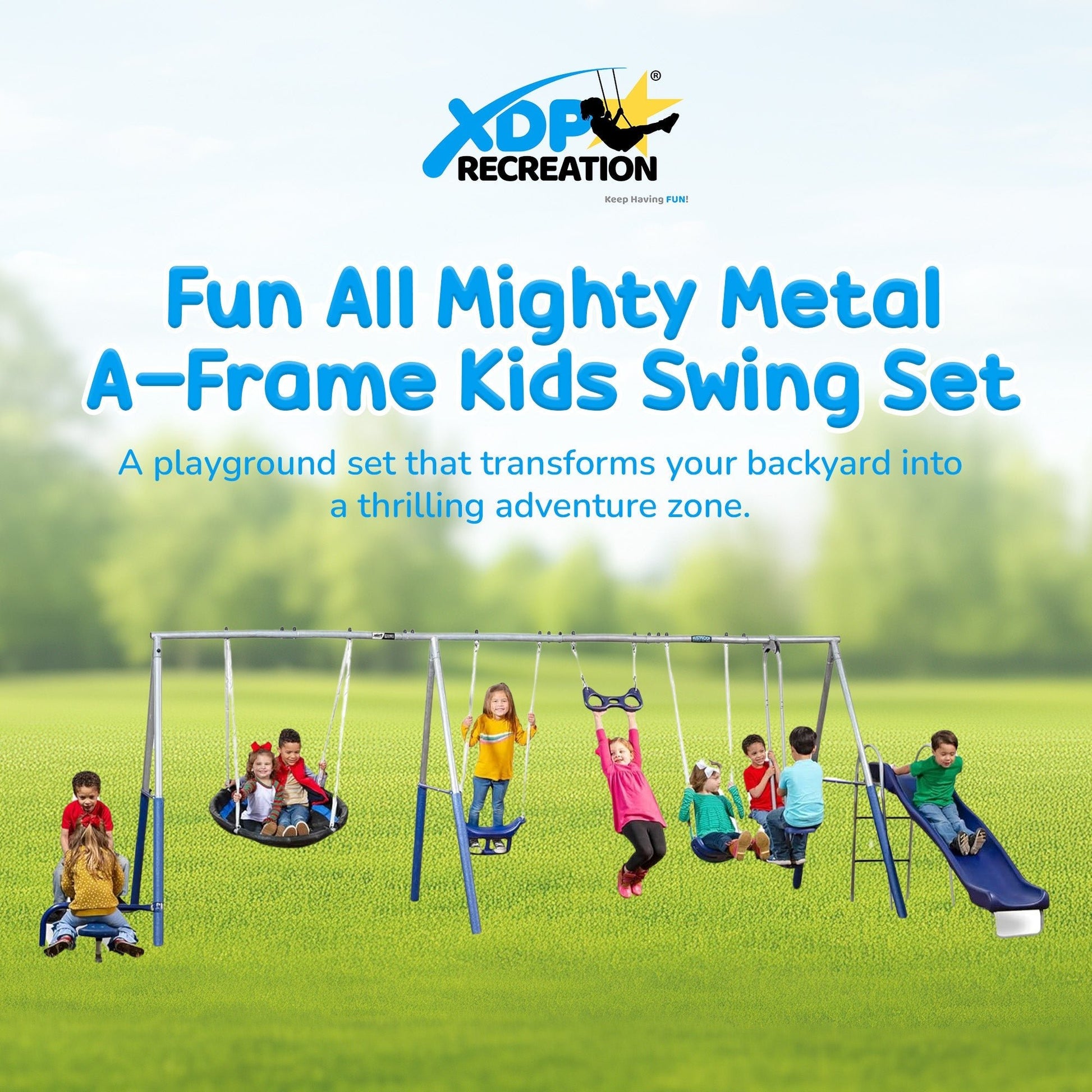 XDP Recreation Fun All Mighty Swing Set w/See Saw, Super Disc, Swings, & Slide - Angler's Pro Tackle & Outdoors