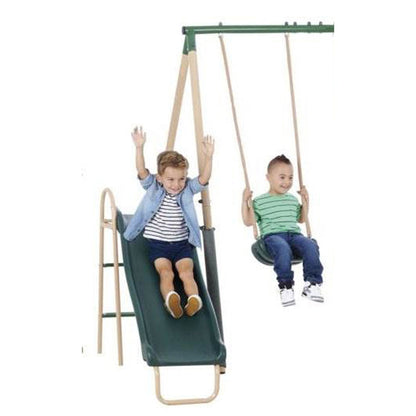 XDP Recreation Outdoor Central Park Swing Set w/ Slide, Glider, & Trapeze, Green - Angler's Pro Tackle & Outdoors