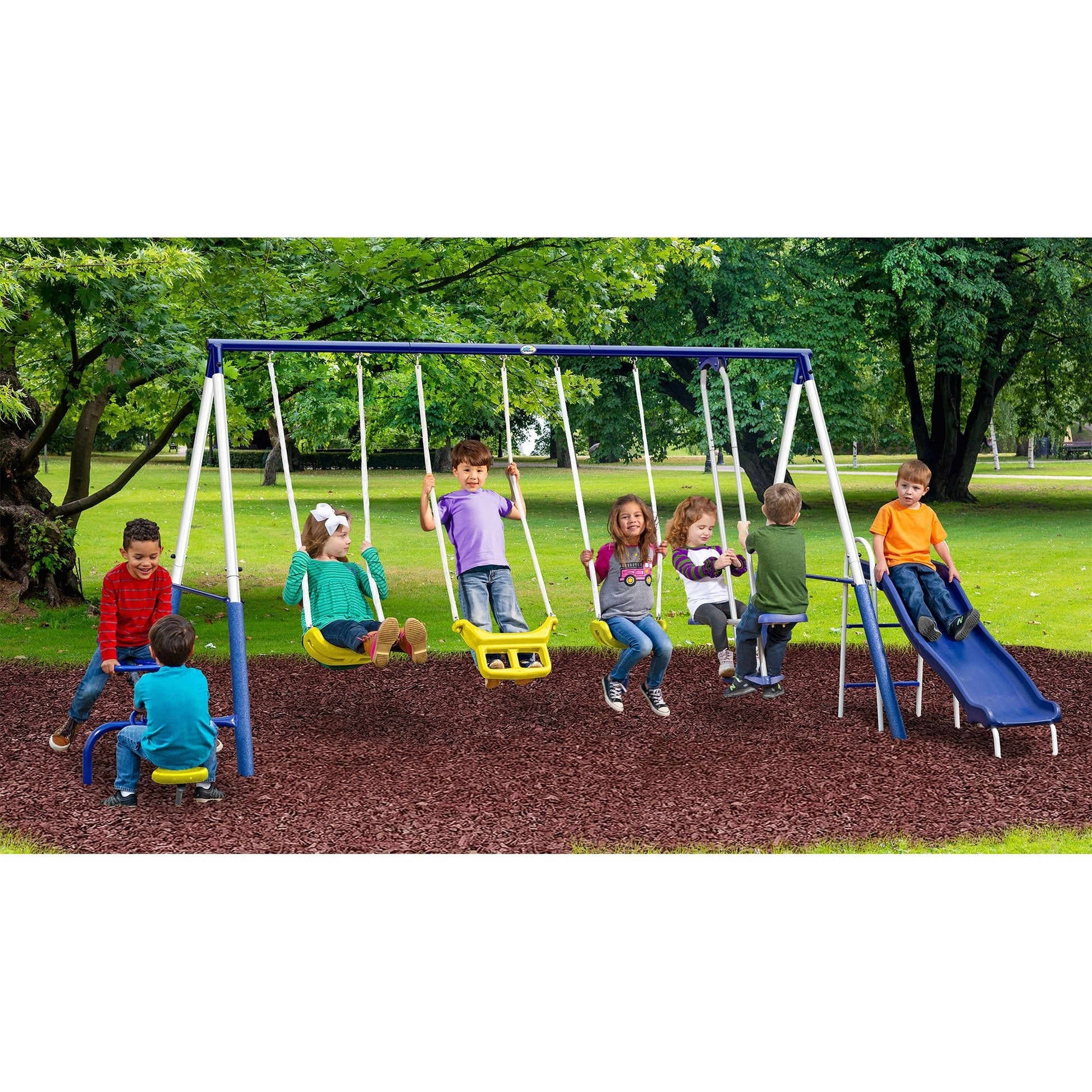 XDP Recreation Playground Galore Outdoor Swing Set with Glider, 3 Swings & Slide - Angler's Pro Tackle & Outdoors