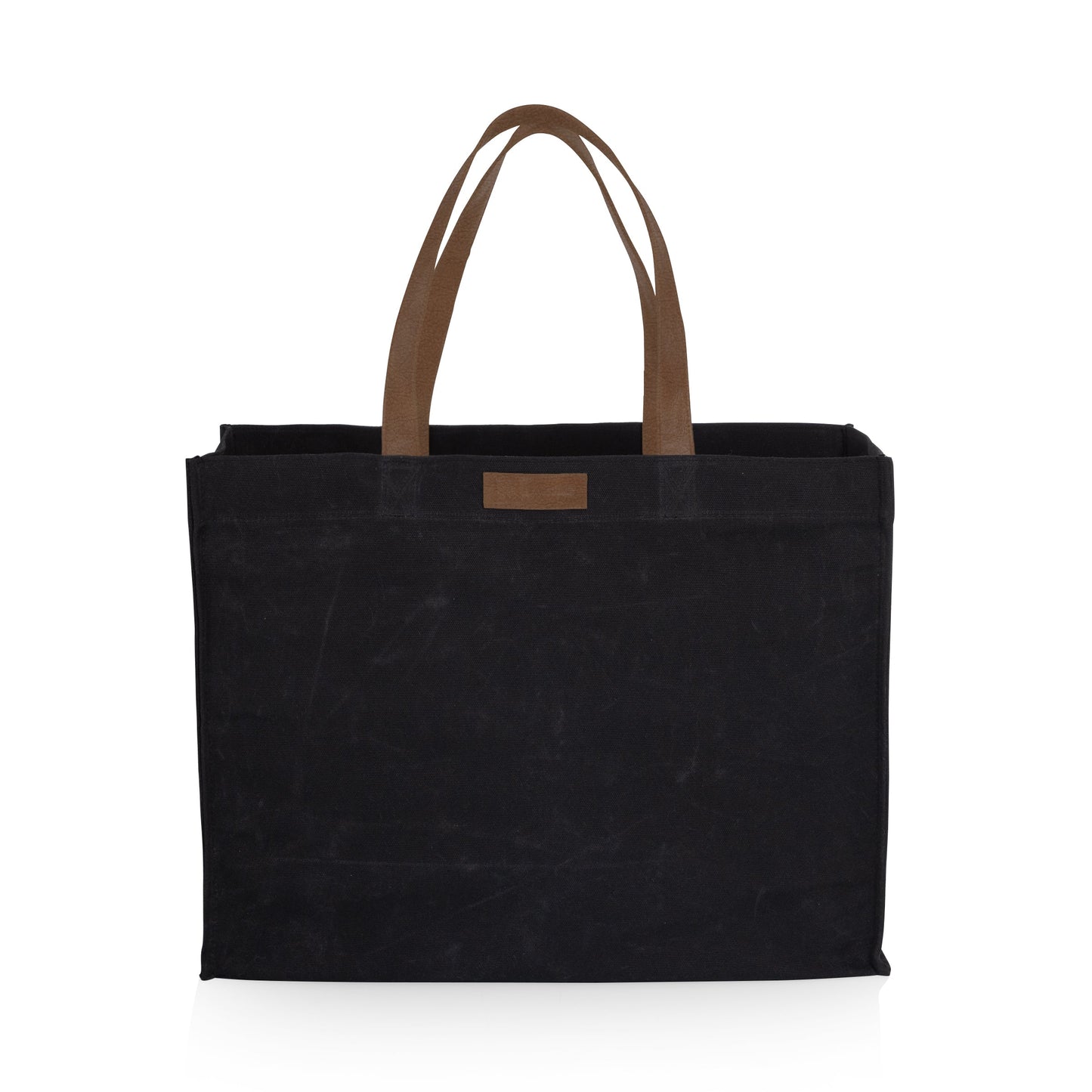 Picnic Time Market Waxed Canvas Tote with Leatherette Handles