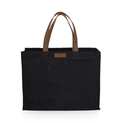 Picnic Time Market Waxed Canvas Tote with Leatherette Handles