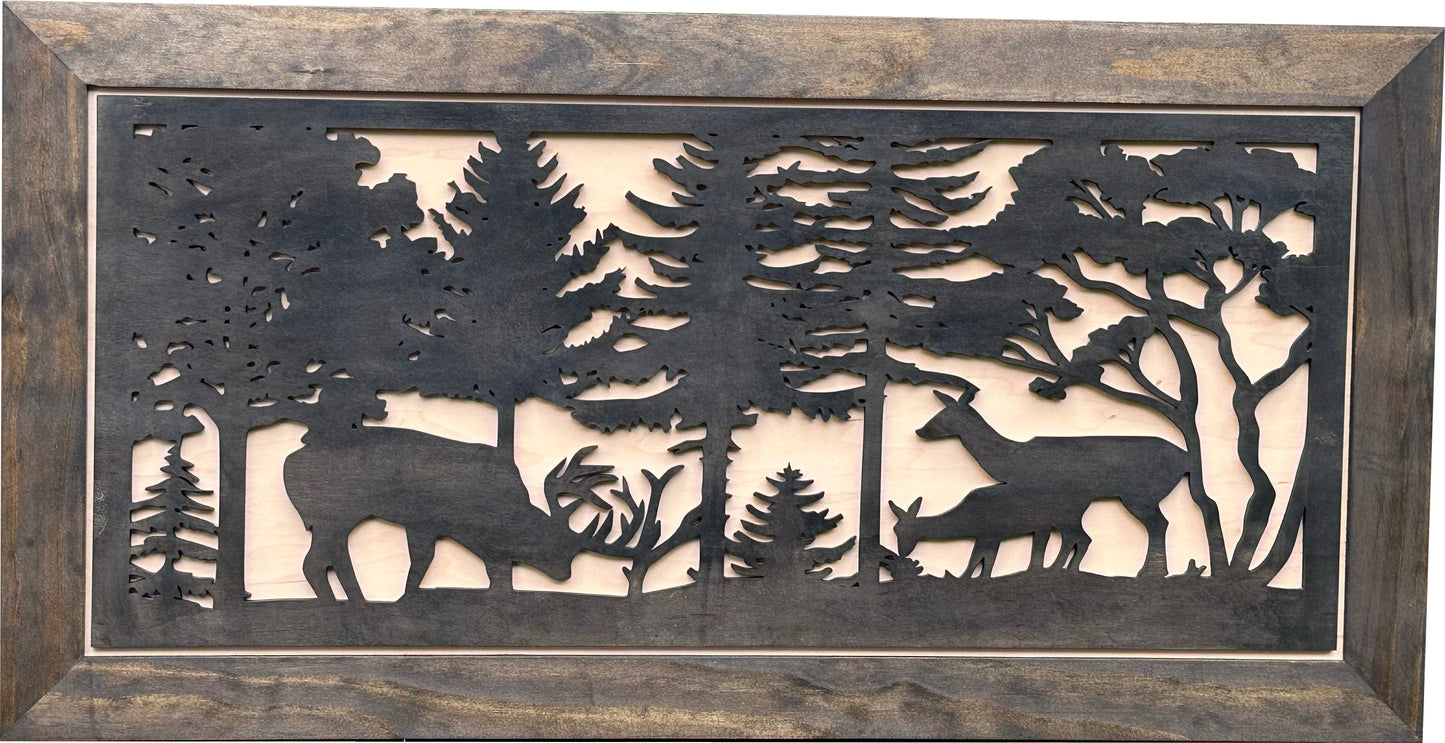 Bellewood Designs - Large Hidden Gun Storage Cabinet Deer Scene Wall Decor
