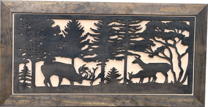 Bellewood Designs - Large Hidden Gun Storage Cabinet Deer Scene Wall Decor