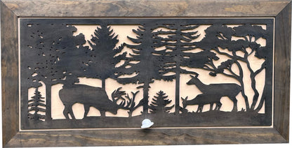 Bellewood Designs - Large Hidden Gun Storage Cabinet Deer Scene Wall Decor