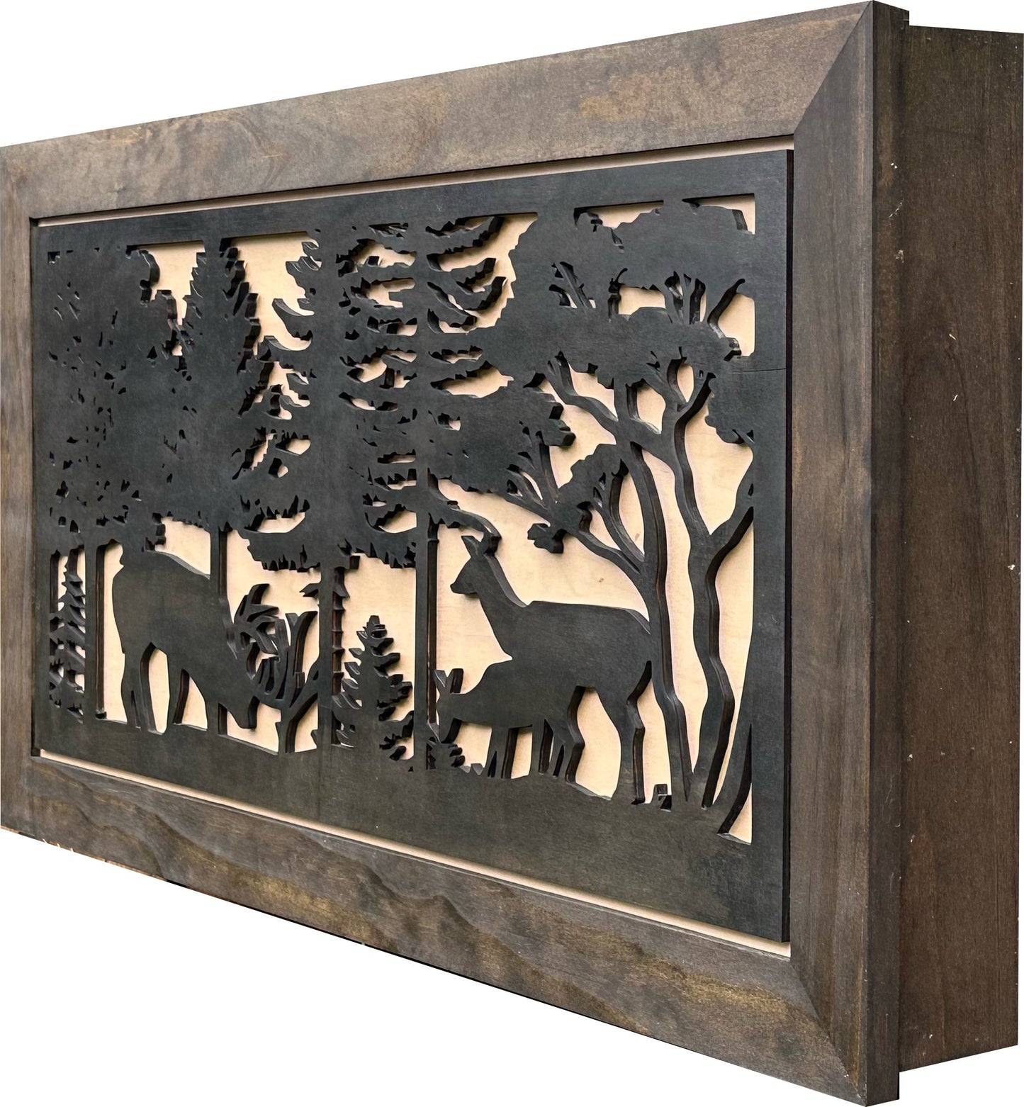 Bellewood Designs - Large Hidden Gun Storage Cabinet Deer Scene Wall Decor