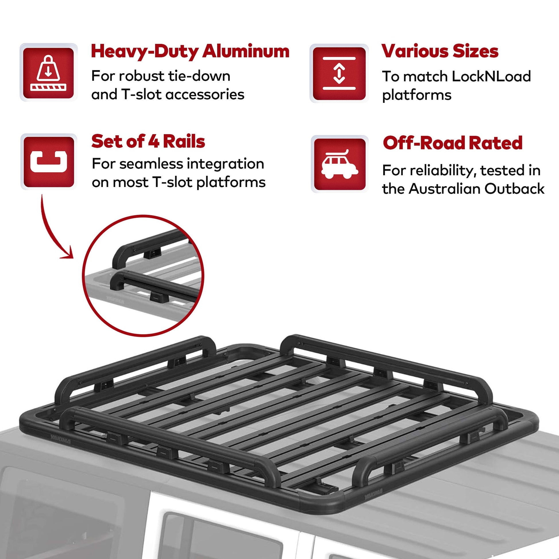 YAKIMA 55 by 49 Inch LockNLoad Perimeter Raised Rail Kit for Roof Rack, 4 Rails - Angler's Pro Tackle & Outdoors