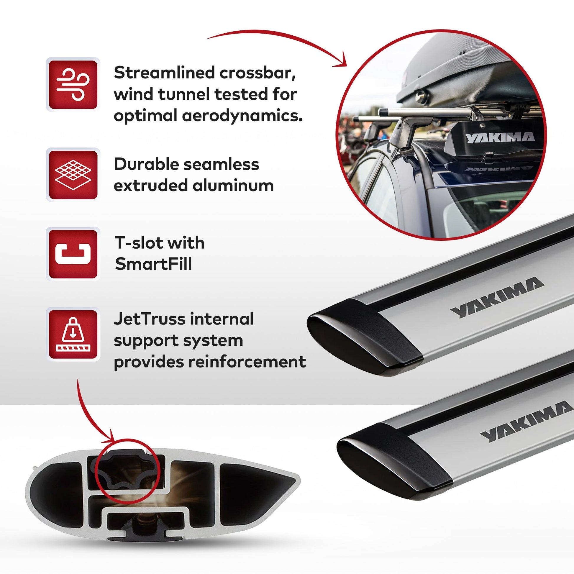 Yakima 70 Inch Pair JetStreamRoof Rack Crossbars, Compatible w/StreamLine Towers - Angler's Pro Tackle & Outdoors