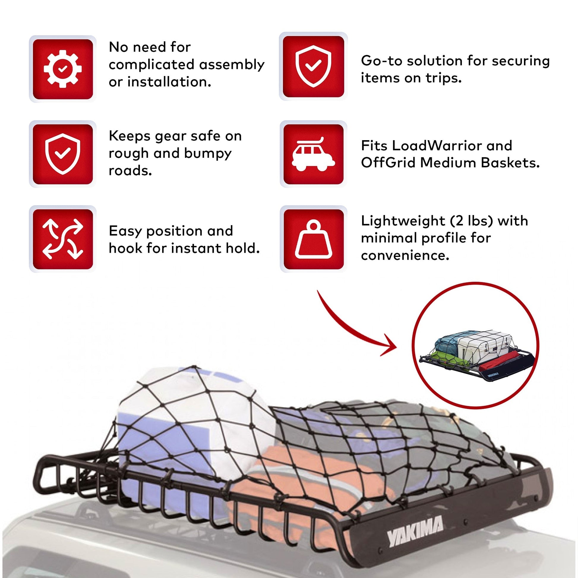 YAKIMA Cargo Roof Basket Stretch Net for LoadWarrior and OffGrid Medium Baskets - Angler's Pro Tackle & Outdoors