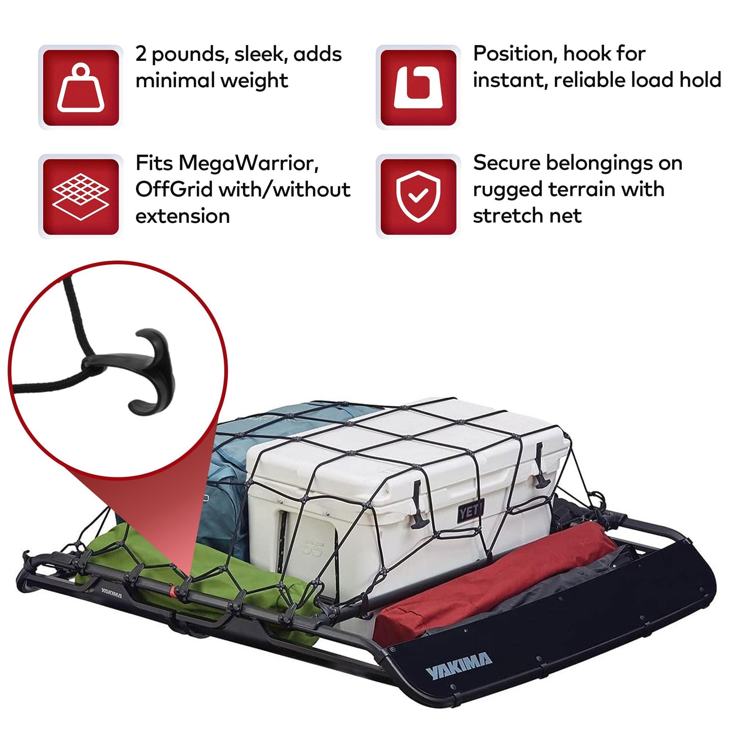 YAKIMA Cargo Roof Basket Stretch Net for MegaWarrior and OffGrid Large Baskets - Angler's Pro Tackle & Outdoors