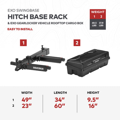 Yakima EXO SwingBase Hitch Base Rack & EXO GearLocker Vehicle Rooftop Cargo Box - Angler's Pro Tackle & Outdoors