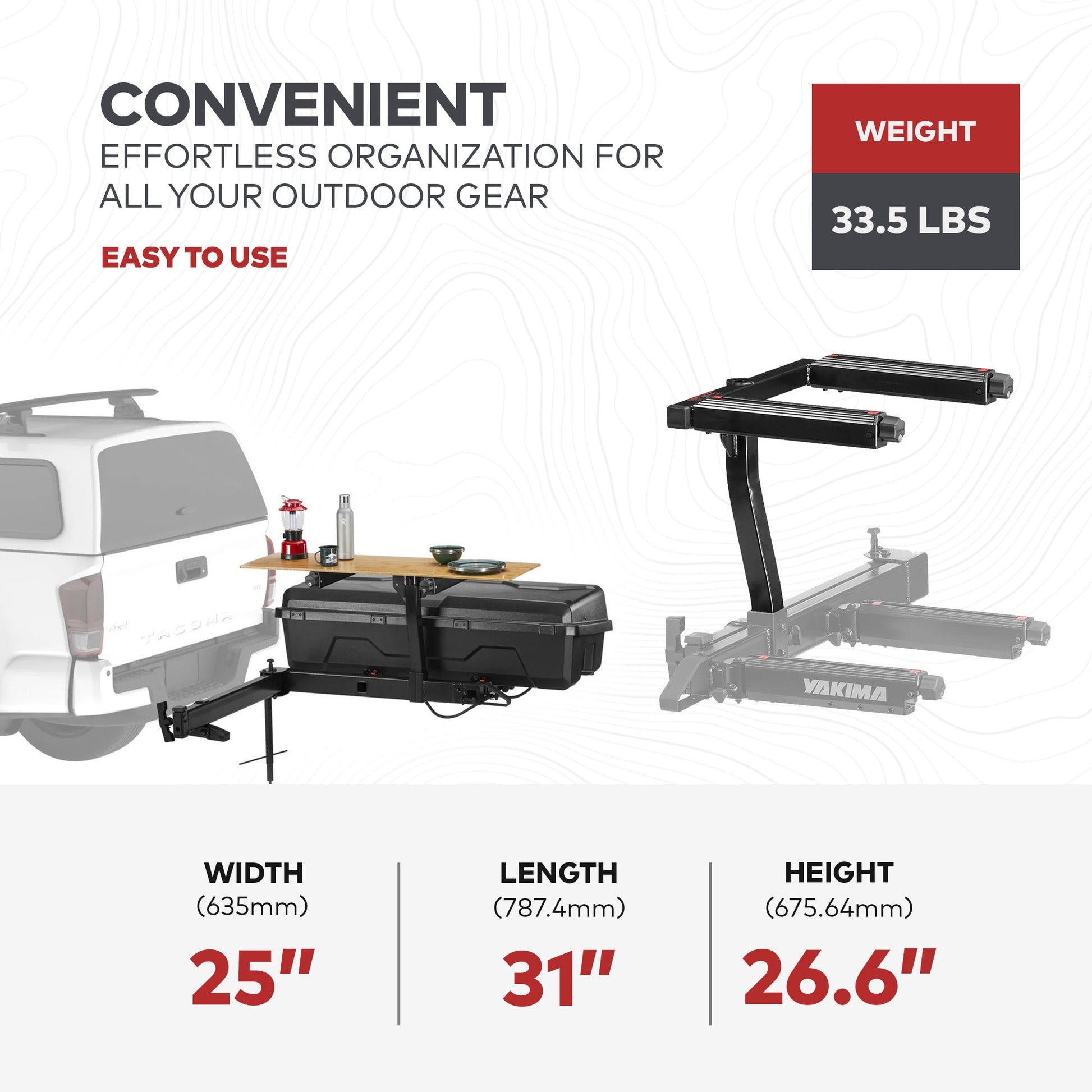 Yakima EXO TopShelf Second Level Hitch Base Rack Storage System with 2 SKS Locks - Angler's Pro Tackle & Outdoors