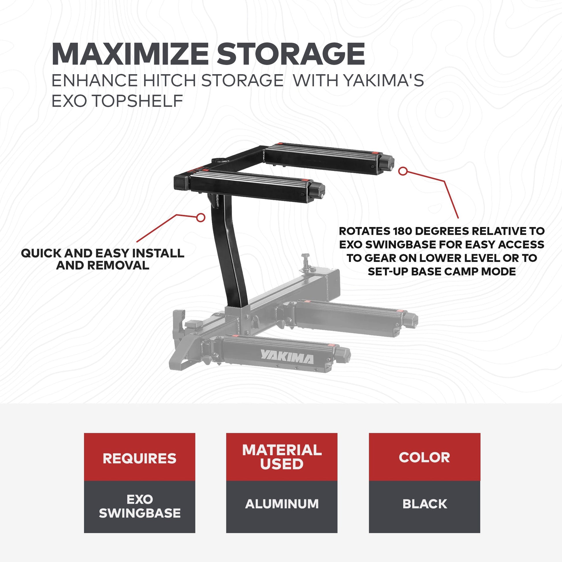 Yakima EXO TopShelf Second Level Hitch Base Rack Storage System with 2 SKS Locks - Angler's Pro Tackle & Outdoors