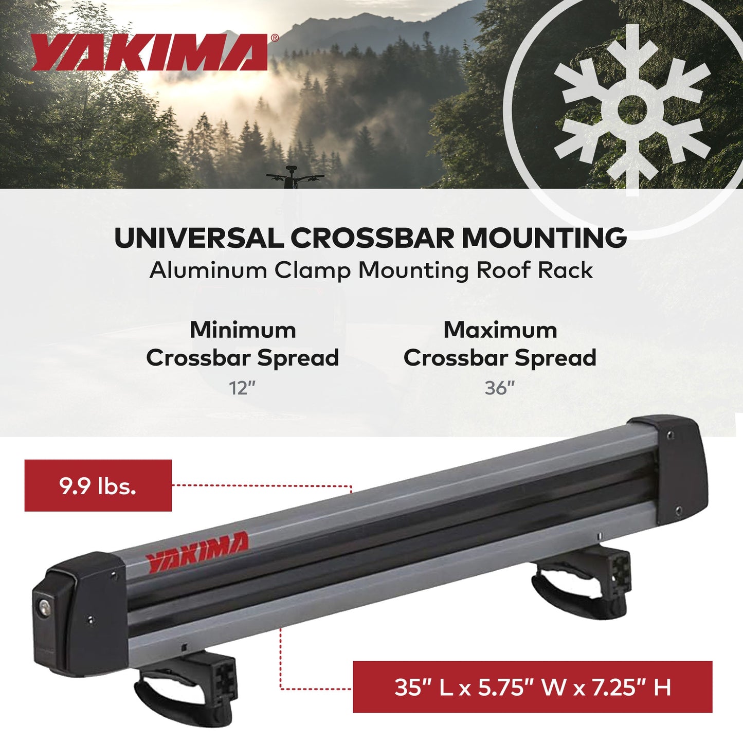 Yakima FreshTrack 6 Universal Car Roof Top Mount Ski and Snowboard Rack, Black - Angler's Pro Tackle & Outdoors