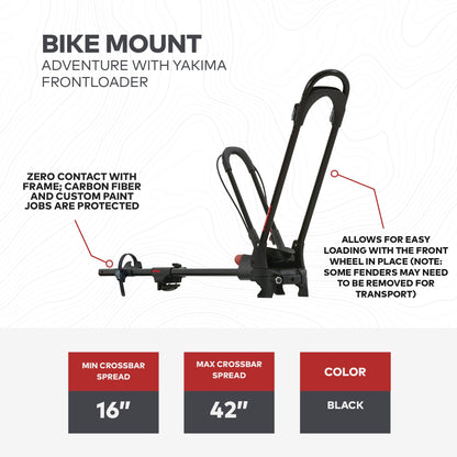 Yakima FrontLoader 1 Bike Car Rooftop Mount, Fits StreamLine Crossbar Black - Angler's Pro Tackle & Outdoors