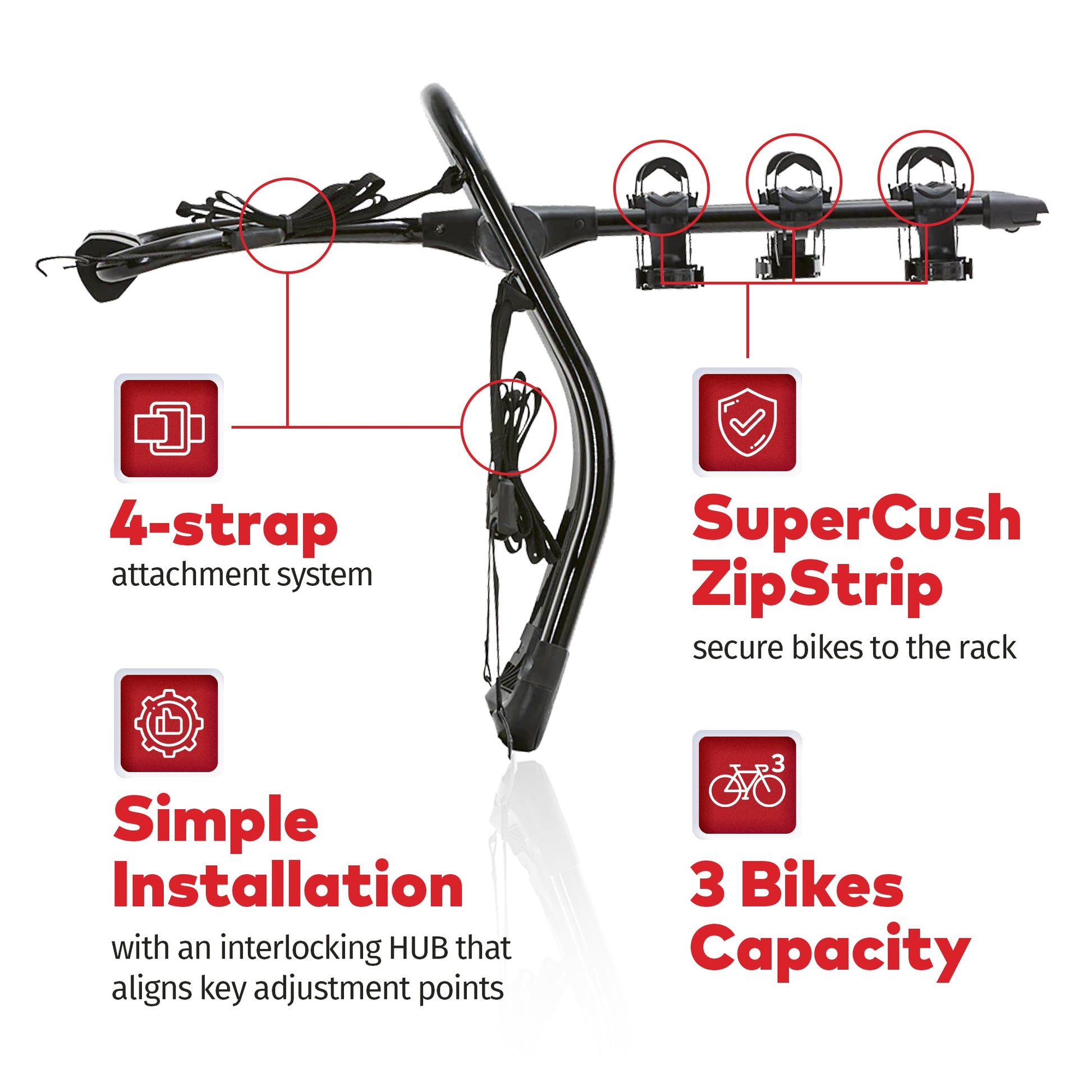 Yakima FullBack 3 Bike Capacity Car Trunk Bike Strap Rack with ZipStrips, Black - Angler's Pro Tackle & Outdoors