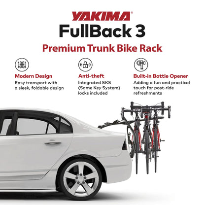 Yakima FullBack 3 Bike Capacity Car Trunk Bike Strap Rack with ZipStrips, Black - Angler's Pro Tackle & Outdoors