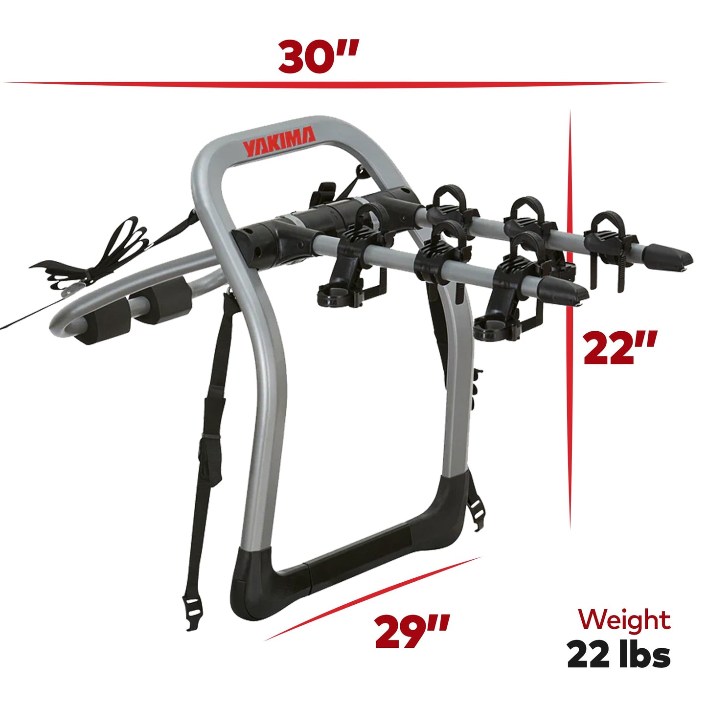 Yakima HalfBack 3 Bike Capacity Trunk Bike Strap Rack with ZipStrips, Gray/Black - Angler's Pro Tackle & Outdoors