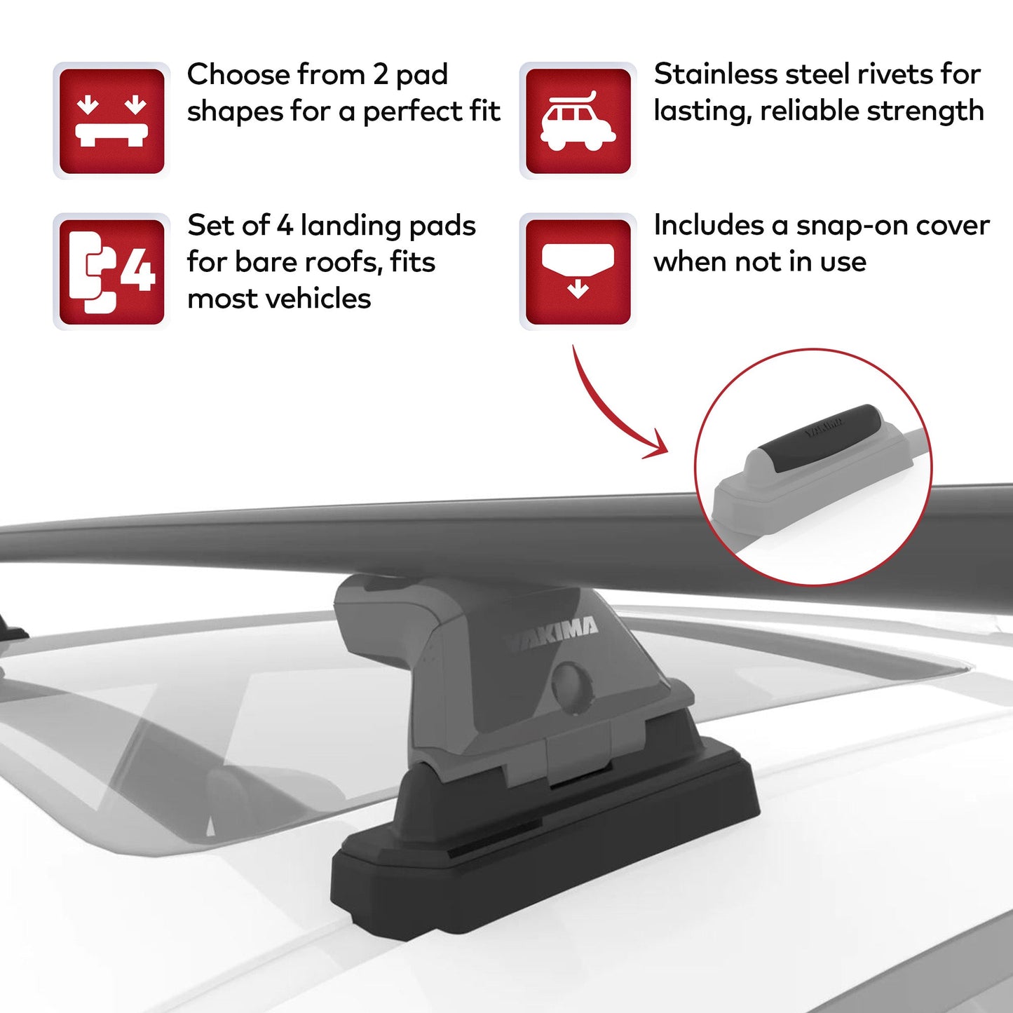 YAKIMA Landing Pad 21 Fixed Point Gear Mount Base Kit for Vehicle Roof Ditch - Angler's Pro Tackle & Outdoors