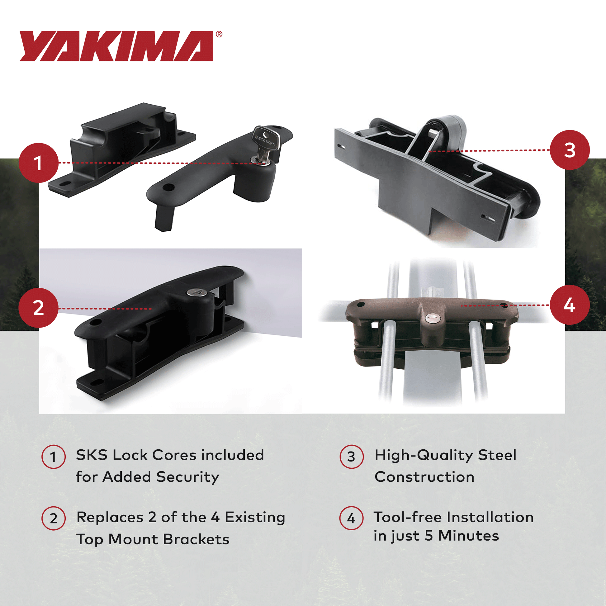 YAKIMA Locking Brackets for Securing Rooftop Cargo Warrior Baskets, Set of 2 - Angler's Pro Tackle & Outdoors