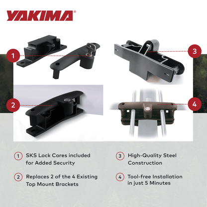 YAKIMA Locking Brackets for Securing Rooftop Cargo Warrior Baskets, Set of 2 - Angler's Pro Tackle & Outdoors