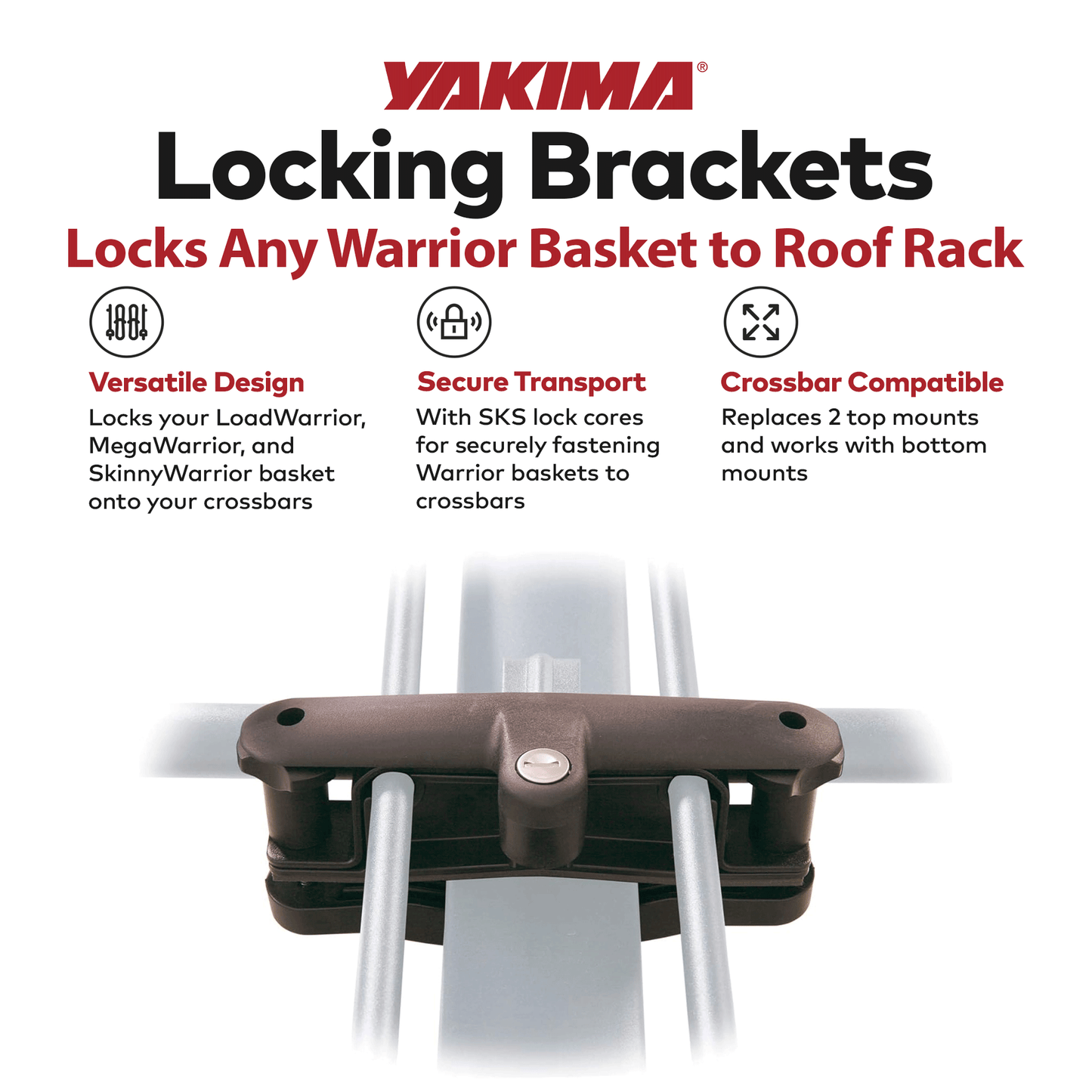 YAKIMA Locking Brackets for Securing Rooftop Cargo Warrior Baskets, Set of 2 - Angler's Pro Tackle & Outdoors