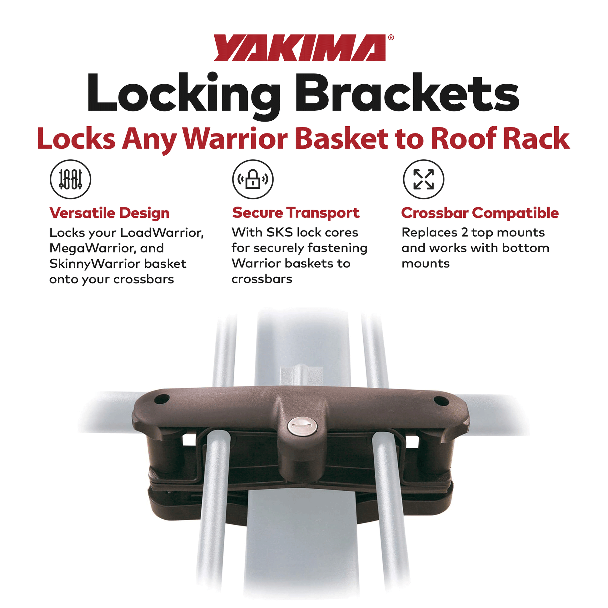 YAKIMA Locking Brackets for Securing Rooftop Cargo Warrior Baskets, Set of 2 - Angler's Pro Tackle & Outdoors