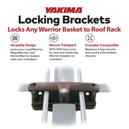YAKIMA Locking Brackets for Securing Rooftop Cargo Warrior Baskets, Set of 2 - Angler's Pro Tackle & Outdoors